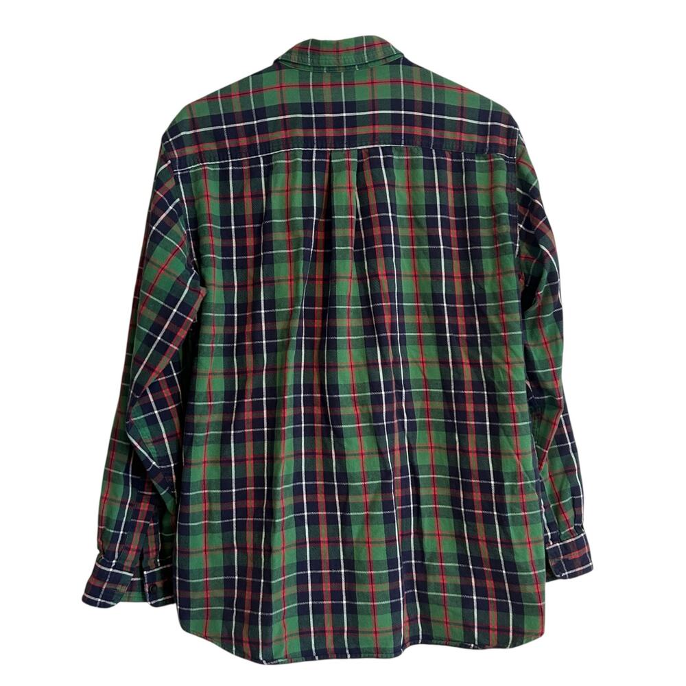 LL Bean Green White Plaid Button Down Shirt Mens Sz Large Traditional Fit Cotton - Picture 2 of 16